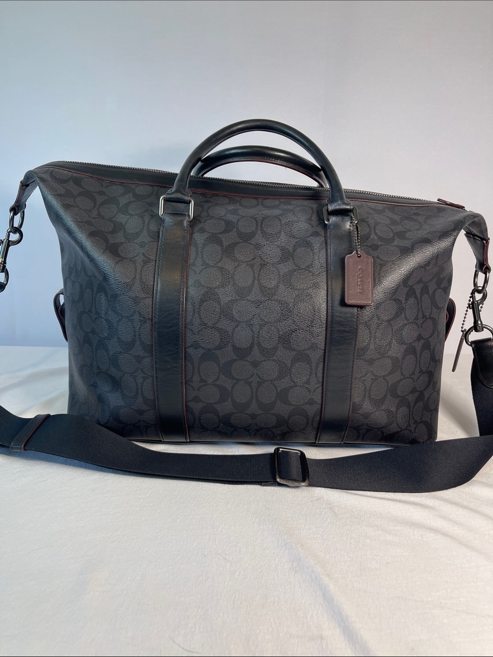 Coach Duffel Voyager Signature Travel Bag F23207 Black 17”